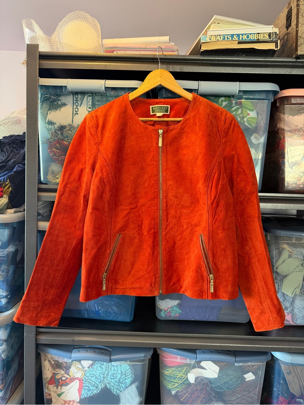 Bernardo Women's Tangerine Burnt Orange Suede Zip Jacket XL